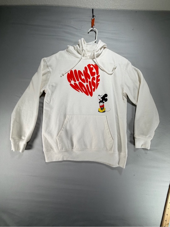 Disney Tops - Disney Mickey Mouse Heart Graphic White Hoodie Sweatshirt Womens Size Large L